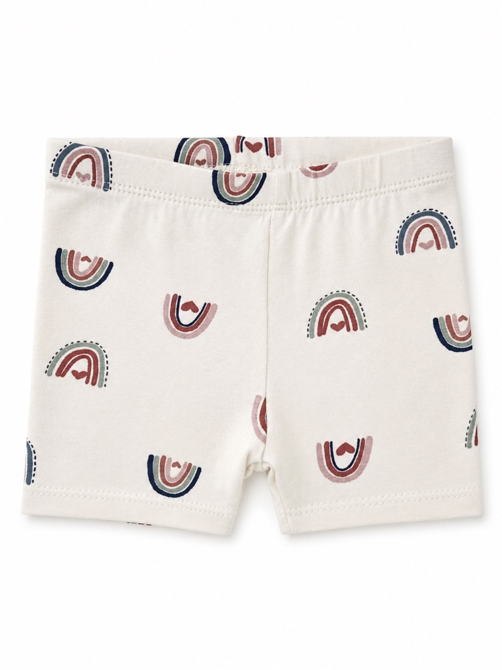 Rise Little Earthling Kids Cream Rainbow-Print Stretch Bike Shorts